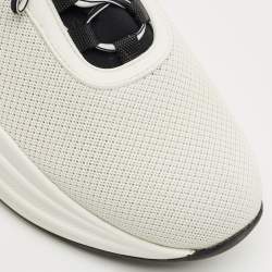 Pre Owned Prada White/Black Knit Fabric and Nylon Low Top Sneakers Size 38