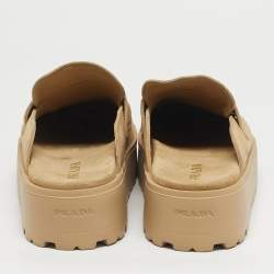 Pre Owned Prada Beige Suede San Tropez Mules Size 38.5