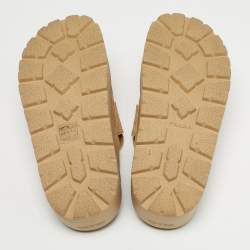 Pre Owned Prada Beige Suede San Tropez Mules Size 38.5