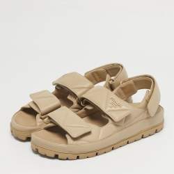 Pre Owned Prada Beige Leather Slingback Sandals Size 41