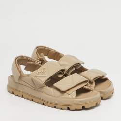 Pre Owned Prada Beige Leather Slingback Sandals Size 41