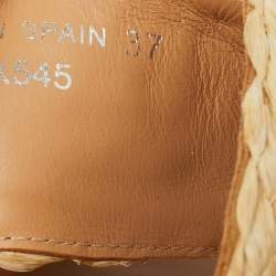 مملوكة مسبقًا Prada Beige Raffia Crystal Embellished Flat Slides Size 37