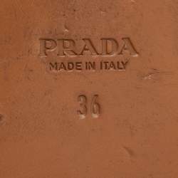 Pre Owned Prada Brown Leather Studded Flat Sandals Size 36