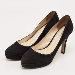 Pre Owned Prada Black Suede Platform Pumps Size 38.5
