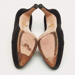 Pre Owned Prada Black Suede Platform Pumps Size 38.5