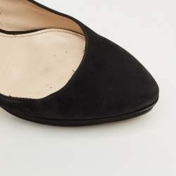 Pre Owned Prada Black Suede Platform Pumps Size 38.5