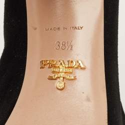 Pre Owned Prada Black Suede Platform Pumps Size 38.5