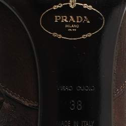 Pre Owned Prada Dark Brown Leather Knee Length Boots Size 38