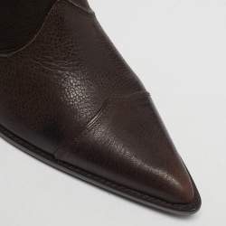 Pre Owned Prada Dark Brown Leather Knee Length Boots Size 38