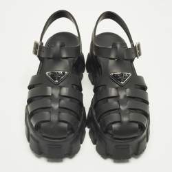 مملوكة مسبقًا صندل برادا نعل سميك مطاط أسود مقاس 39