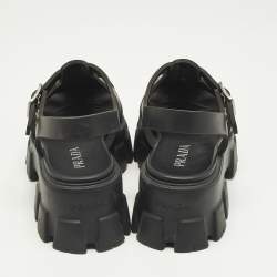 مملوكة مسبقًا صندل برادا نعل سميك مطاط أسود مقاس 39