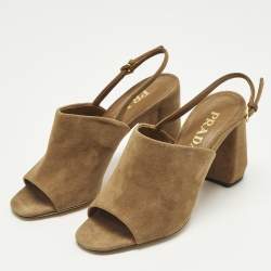 مملوكة مسبقًا Prada Size 36 Brown Suede Slingback Pumps