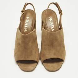 مملوكة مسبقًا Prada Size 36 Brown Suede Slingback Pumps