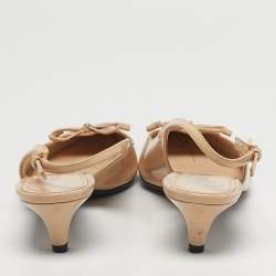 مملوكة مسبقًا Prada Beige Patent Leather Pointed Toe Slingback Pumps Size 39