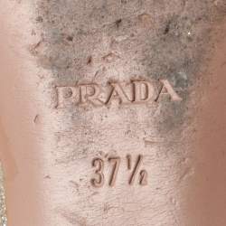 Pre Owned Prada Size 37.5 Gold Glitter Smoking Slippers