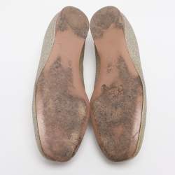 Pre Owned Prada Size 37.5 Gold Glitter Smoking Slippers