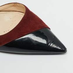 Pre Owned Prada Size 36.5 Burgundy Patent Leather and Suede D'orsay Pumps