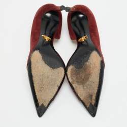 Pre Owned Prada Size 36.5 Burgundy Patent Leather and Suede D'orsay Pumps