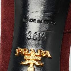 Pre Owned Prada Size 36.5 Burgundy Patent Leather and Suede D'orsay Pumps