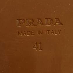 Pre Owned Prada Size 41 Cream Patent Leather Cork Platform Block Heel Sandals