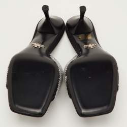 Pre Owned صندل سلايد برادا ساتان أسود مزخرف بالكريستال مقاس 40