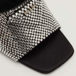 Pre Owned صندل سلايد برادا ساتان أسود مزخرف بالكريستال مقاس 40