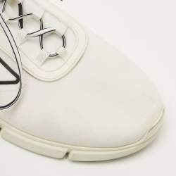 Pre Owned حذاء رياضي برادا قماش محبوك أبيض بأربطة مقاس 40.5