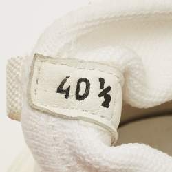 Pre Owned حذاء رياضي برادا قماش محبوك أبيض بأربطة مقاس 40.5