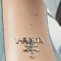 Pre Owned صندل سيور مفصل بعقد جلد فضي من برادا مقاس 37.5