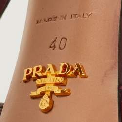 Pre Owned Prada Size 40 Burgundy Patent Leather Platform Ankle Strap Sandals