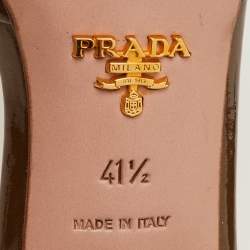 Pre Owned Prada Size 41.5 Brown Crystal Embellished Patent Leather Slide Sandals