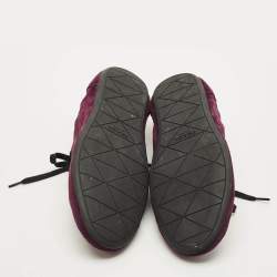 مملوكة مسبقًا حذاء رياضي برادا قماش نايلون معاد تدويره متهالك ورباط صغير مقاس 39 باللون العنابي و السويدي