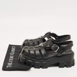 Pre Owned صندل برادا نعل سميك مطاط أسود مقاس 39