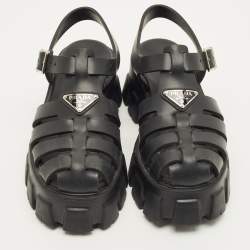 Pre Owned صندل برادا نعل سميك مطاط أسود مقاس 39