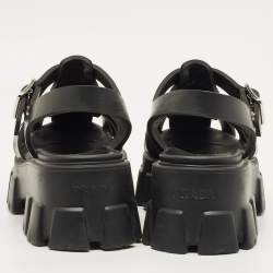 Pre Owned صندل برادا نعل سميك مطاط أسود مقاس 39