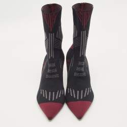 مملوكة مسبقًا حذاء بوت شراب قماش محبوك أسود/أرجواني برادا مقاس 39