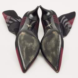 مملوكة مسبقًا حذاء بوت شراب قماش محبوك أسود/أرجواني برادا مقاس 39