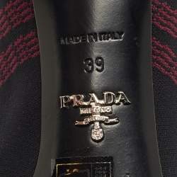 مملوكة مسبقًا حذاء بوت شراب قماش محبوك أسود/أرجواني برادا مقاس 39