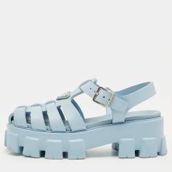 مملوكة مسبقًا صندل برادا بلاتفورم مطاطي أزرق فاتح مقاس 38