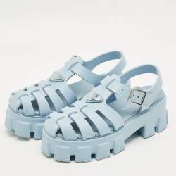 مملوكة مسبقًا صندل برادا بلاتفورم مطاطي أزرق فاتح مقاس 38