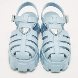 مملوكة مسبقًا صندل برادا بلاتفورم مطاطي أزرق فاتح مقاس 38