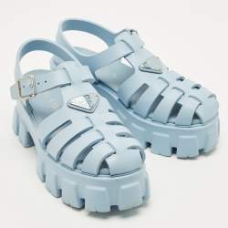 مملوكة مسبقًا صندل برادا بلاتفورم مطاطي أزرق فاتح مقاس 38