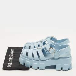 مملوكة مسبقًا صندل برادا بلاتفورم مطاطي أزرق فاتح مقاس 38