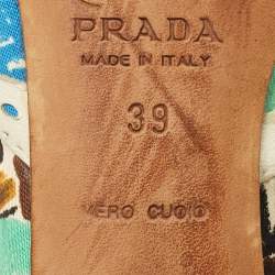 Pre Owned صندل برايدا سلايد جلد وساتان بألوان متعددة مع ربطة مقاس 39