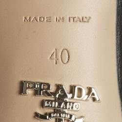 Pre Owned Prada Soft Size 40 Black Leather Flower Embellished Slide Sandals