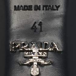 Pre Owned حذاء كعب عالي برادا مقدمة معدنية بثلاثة ألوان جلدية بحزام خلفي مقاس 41