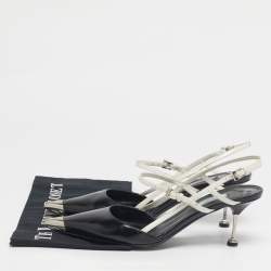 Pre Owned حذاء كعب عالي برادا مقدمة معدنية بثلاثة ألوان جلدية بحزام خلفي مقاس 41