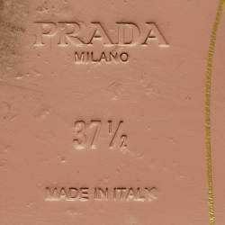 Pre Owned Prada Size 37.5 Beige Python Leather Flat Slides