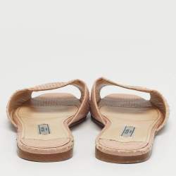Pre Owned Prada Size 37.5 Beige Python Leather Flat Slides