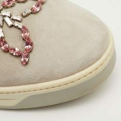 مملوكة مسبقًا حذاء رياضي برادا سليپ أون مزيَّن بالكريستال شامواه رمادي فاتح مقاس 38